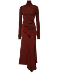 Victoria Beckham - Turtleneck Wool And Crêpe Midi Dress - Lyst