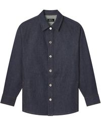 A.P.C. - Long-Sleeved Collared Denim Shirt - Lyst