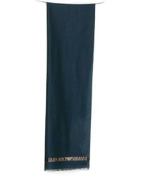 Emporio Armani - Logo-Print Frayed Scarf - Lyst