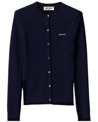 Miu Miu - Cable-Knit Cashmere And Silk Cardigan - Lyst