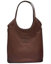 Miu Miu - Ivy Logo-Lettering Tote Bag - Lyst