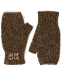 Miu Miu - Logo Knit Gloves - Lyst
