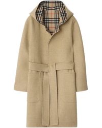 Burberry - Reversible Wool Hooded Wrap Coat - Lyst