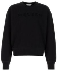McQueen - Logo Printed Crewneck Sweatshirt - Lyst