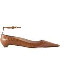 Tom Ford - Snake-Effect Leather Point-Toe Ballet Flats - Lyst