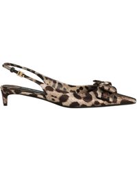 Dolce & Gabbana - 30Mm Leopard-Print Satin Slingback Pumps - Lyst
