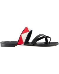 Manolo Blahnik - Blocked Leather Flat Slide Sandals - Lyst