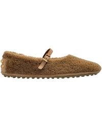 Tod's - Buckled Shearling-Effect Ballet Flats - Lyst