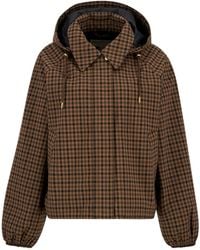 Barbour - Gingham Hooded Cropped Jacket - Lyst