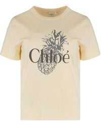 Chloé - Chloé Logo Printed Crewneck T-Shirt - Lyst