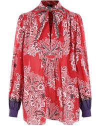 Etro - Floral-Printed Long-Sleeved Blouse - Lyst