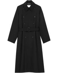 Saint Laurent - Double-Breasted Belted Long Coat - Lyst