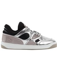 Gucci - Basket Metallic-Leather Sneakers - Lyst