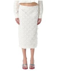 MSGM - Appliqué-Detail Rear Slit Midi Skirt - Lyst
