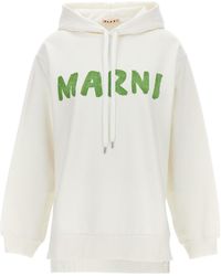 Marni - Logo Printed Drawstring Hoodie - Lyst