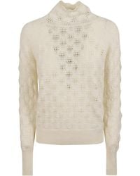 Ermanno Scervino - Pointelle High Neck Knitted Sweater - Lyst
