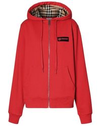 Burberry - Checked Hooded Sweatshirt - Lyst