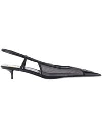 Saint Laurent - Mesh-Panelled Pointed-Toe Slingback Pumps - Lyst