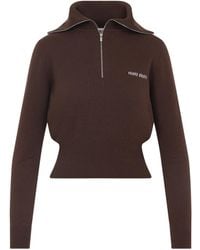 Miu Miu - High-Neck Zip-Up Sweater - Lyst