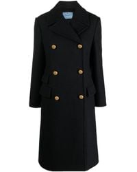 Prada - Double-Breasted Wool Coat - Lyst