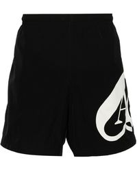 McQueen - Seal-Printed Elasticated-Waist Swim Shorts - Lyst