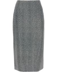 Ermanno Scervino - Herringbone Patterned Midi Skirt - Lyst