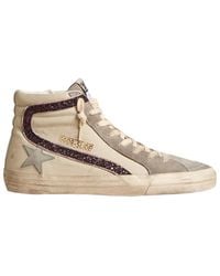 Golden Goose - Slide With Leather Star And Wine-Colored Glitter Flash - Lyst