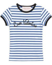 Valentino - Striped Crewneck T-Shirt - Lyst
