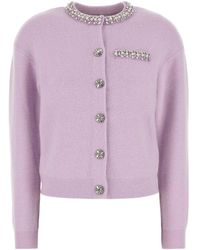 Self-Portrait - Pearl Trim Ribbed Knit Cardigan - Lyst