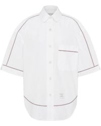 Thom Browne - Striped Trim Poplin Shirt - Lyst