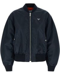 Prada - Triangle-Logo Zip-Up Bomber Jacket - Lyst