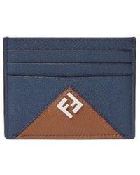 Fendi - Logo-Plaque Pebbled-Leather Cardholder - Lyst