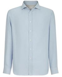 Brunello Cucinelli - Cotton And Cashmere Denim-Effect Diagonal Shirt With Spread Collar - Lyst