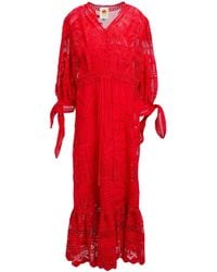 FARM Rio - Long-Sleeved V-Neck Lace Dress - Lyst