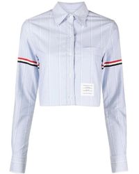 Thom Browne - Striped Cropped Shirt - Lyst