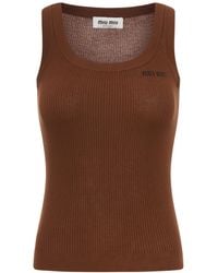 Miu Miu - Ribbed Cotton Tank Top - Lyst