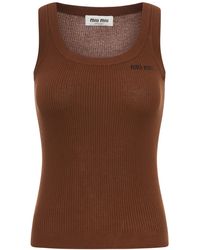 Miu Miu - Ribbed Cotton Tank Top - Lyst