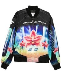 CASABLANCA - Floral-Printed Zip-Up Bomber Jacket - Lyst