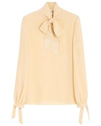 Valentino - Tie Neck Long-Sleeved Blouse - Lyst