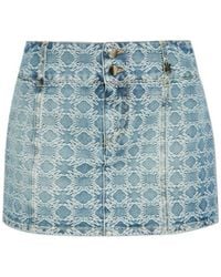 Amiri - Patterned Denim Skirt - Lyst