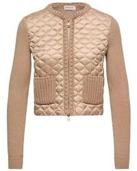 Moncler - Geometric-Quilted Padded Zip-Up Cardigan - Lyst