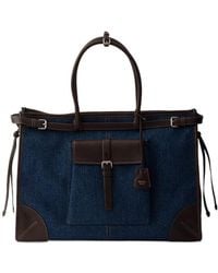 Prada - Bonnie Denim And Leather Tote Bag - Lyst