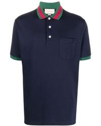 Gucci - Striped-Collar Regular-Fit Stretch-Cotton Piqué Polo Shirt - Lyst