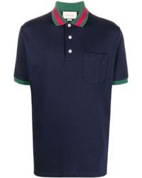 Gucci - Striped-Collar Regular-Fit Stretch-Cotton Piqué Polo Shirt - Lyst