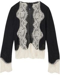 Anna Sui - Lace-Trimmed Jersey Cardigan - Lyst