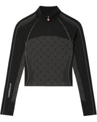 CASABLANCA - Seamless Monogram Half Zip Long Sleeve Top - Lyst
