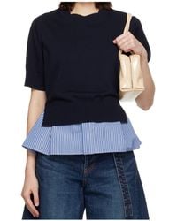 Sacai - Short-Sleeved Patchwork Knitwear - Lyst