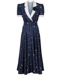 Rodarte - Printed Silk Twill Midi Dress - Lyst