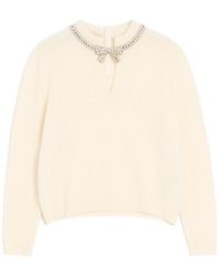 Valentino - Bow Embellished V-Neck Jumper - Lyst