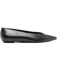 Stuart Weitzman - Pointed-Toe Leather Ballerinas - Lyst
